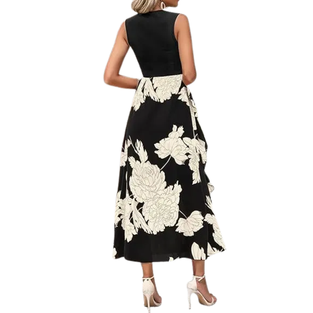 Céleste | Boho Floral Ruffle Midi Dress