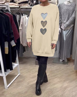 Briella | Heart Print Cozy Sweatshirt Dress