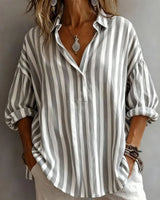 Harlow | Loose Striped Blouse with Collar