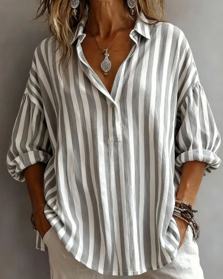 Harlow | Loose Striped Blouse with Collar