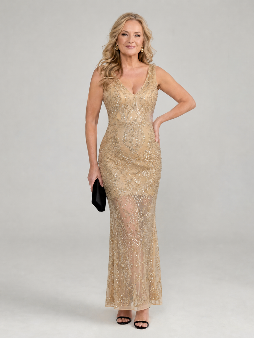 Dorothy | Sequin Sheer-Panel Midi Dress
