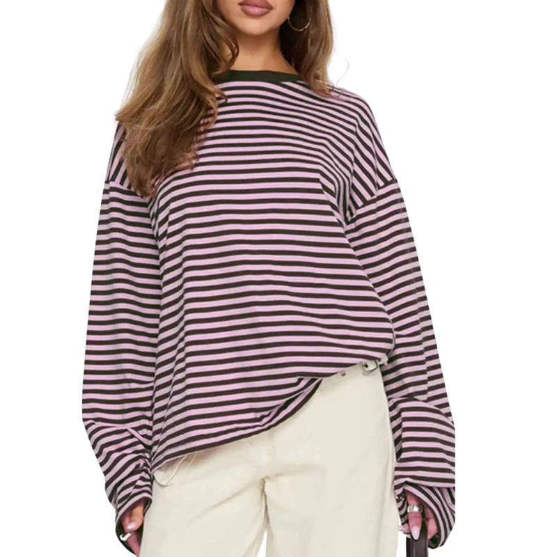 Camille | Striped Long Sleeve Relaxed Shirt