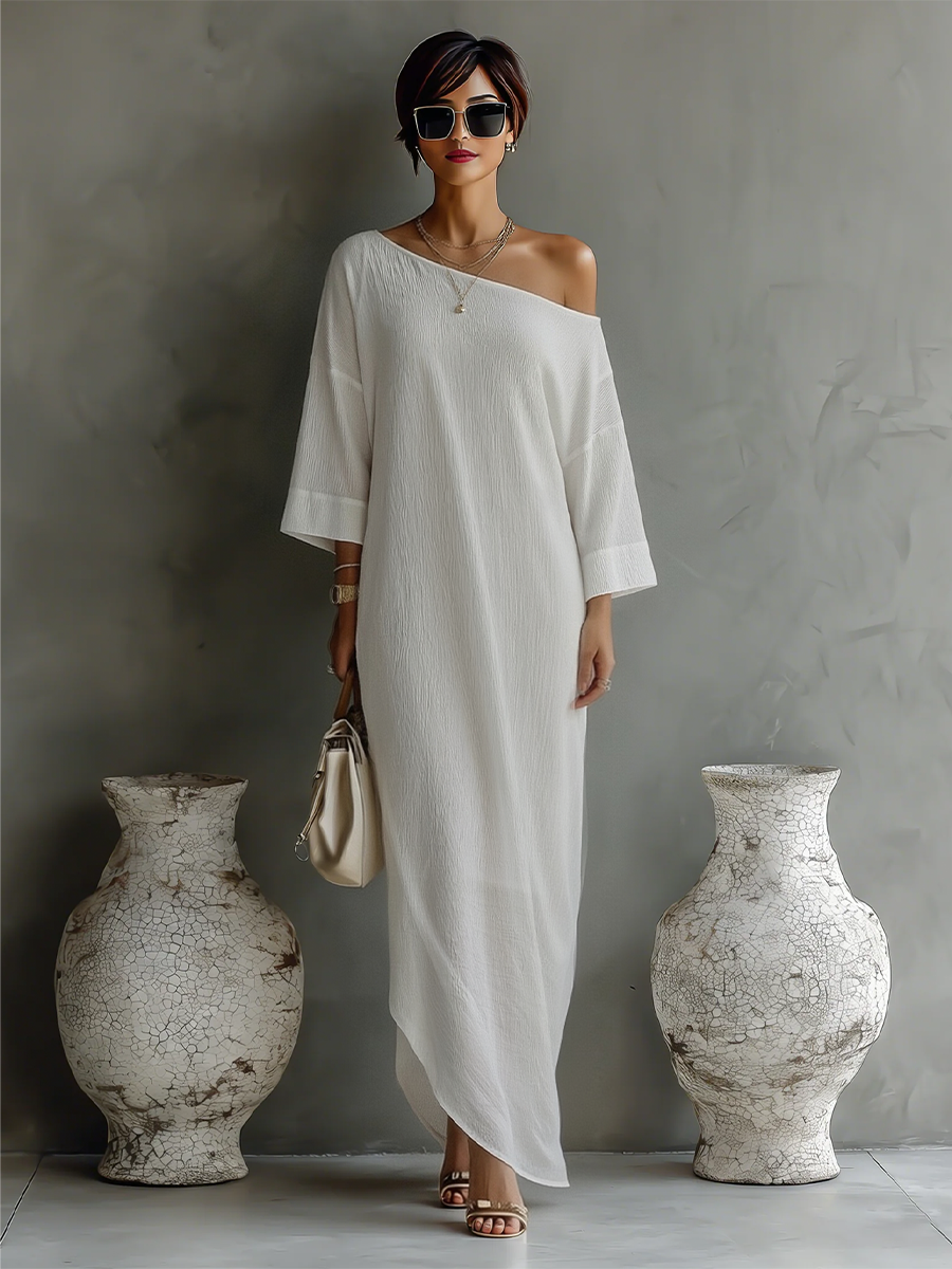 Norene | One-Shoulder Draped Midi Dress