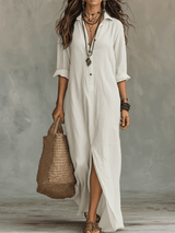 Hensley | Bohemian Button-Front Maxi Dress