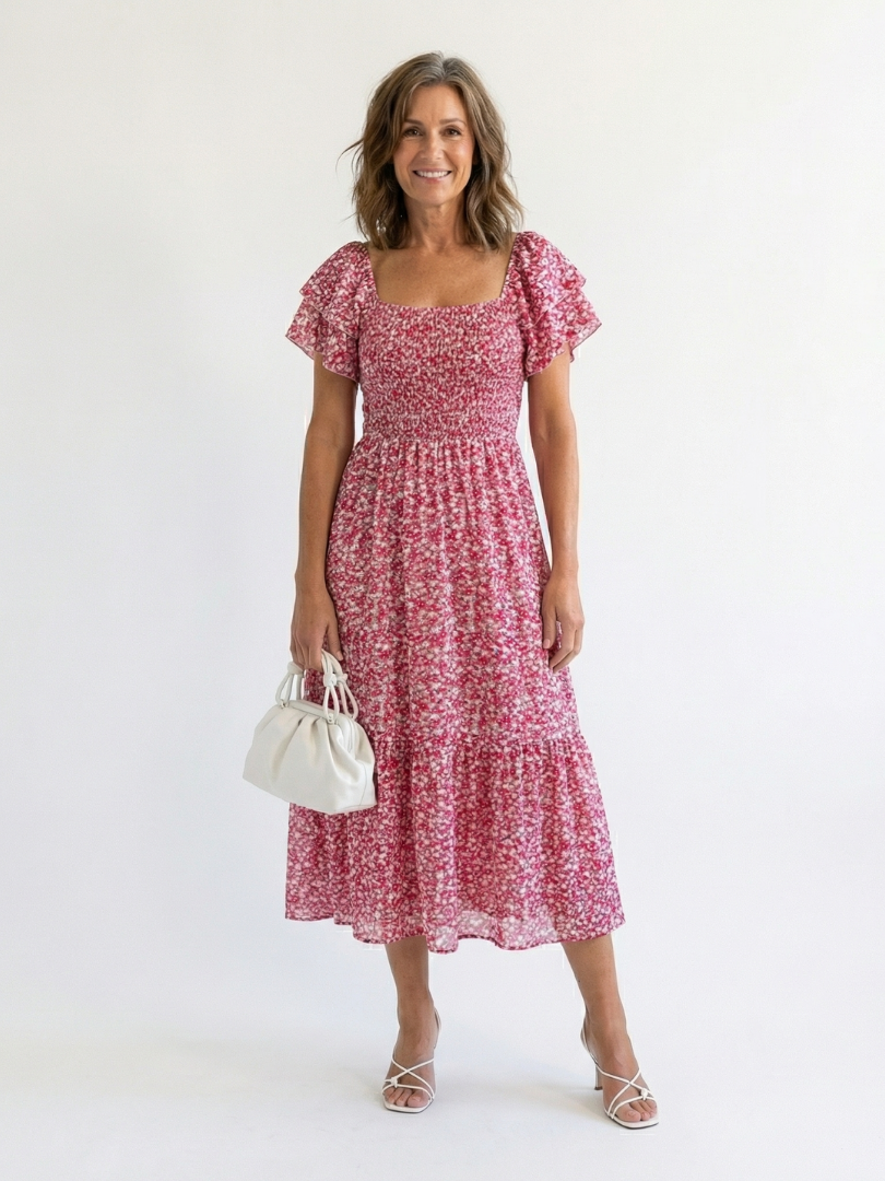 Zephyra | Off-Shoulder Floral Smocked Midi Dress