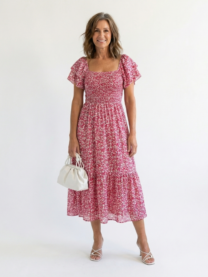 Zephyra | Off-Shoulder Floral Smocked Midi Dress