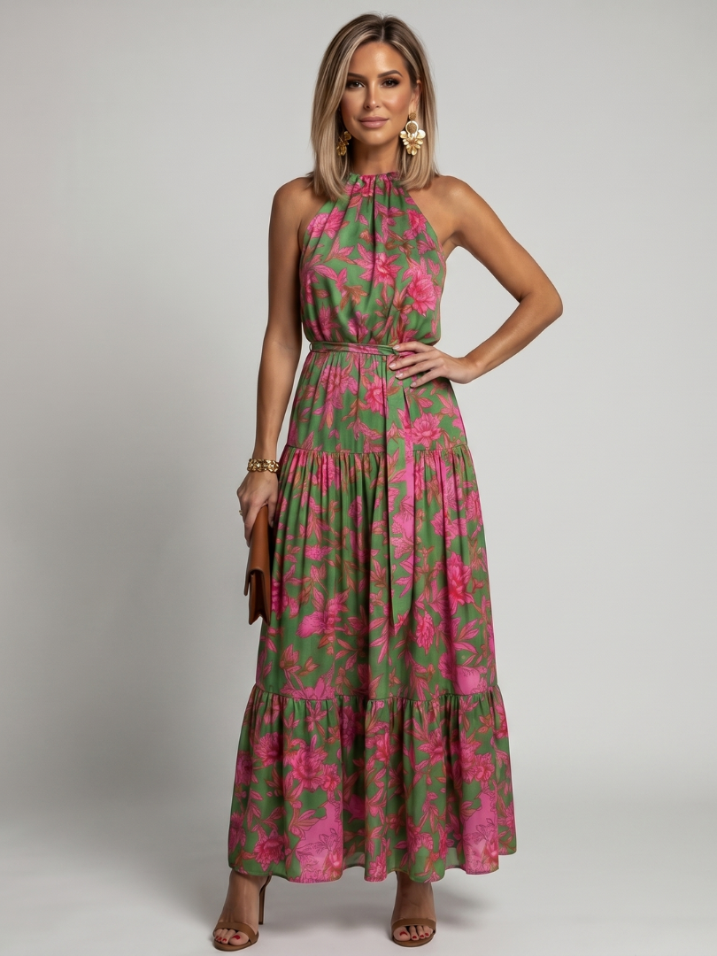 Elmyra | Draped Halter Midi Dress