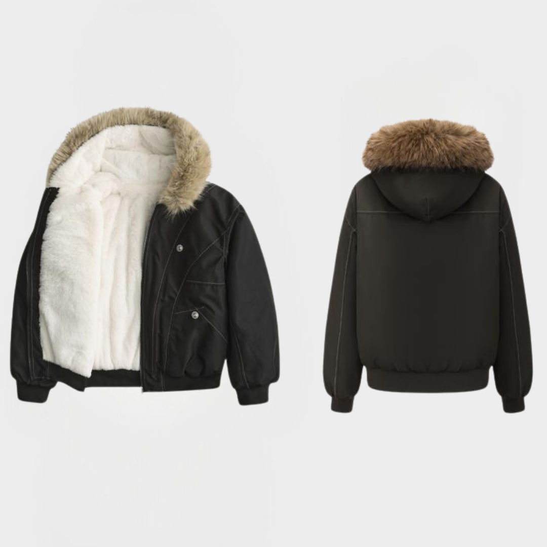 Vivienne | Faux Fur Hooded Bomber Jacket