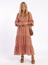 Dolly | Geometric Print V-Neck Midi Dress