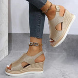 Carissa | Metallic Cut-Out Wedge Sandals