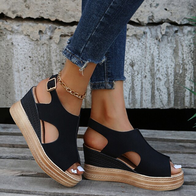 Carissa | Metallic Cut-Out Wedge Sandals