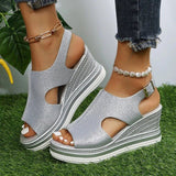 Carissa | Metallic Cut-Out Wedge Sandals