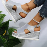 Carissa | Metallic Cut-Out Wedge Sandals