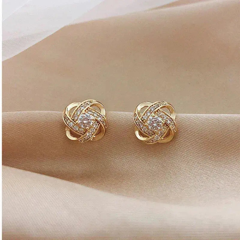 Prairie | Gold Crystal Floral Stud Earrings