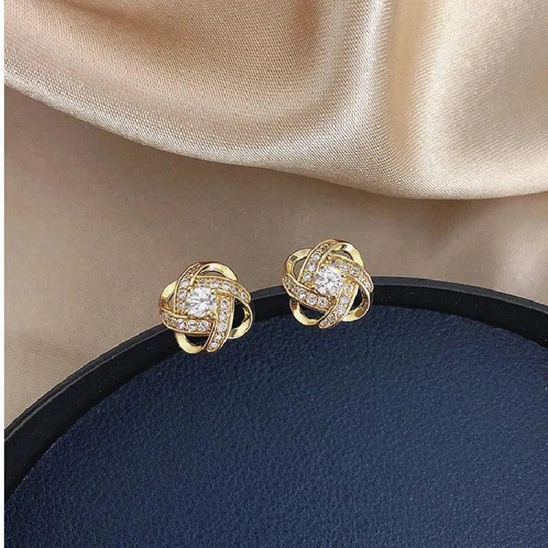 Prairie | Gold Crystal Floral Stud Earrings
