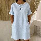 Kaley | Striped Button-Front Shift Dress