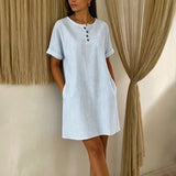 Kaley | Striped Button-Front Shift Dress