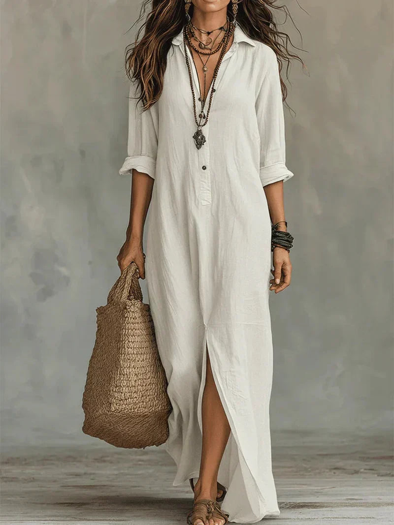 Niki | Linen Maxi Shirt Dress
