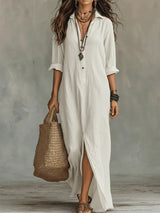 Niki | Linen Maxi Shirt Dress