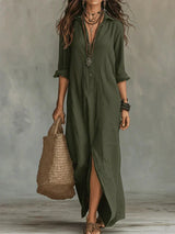 Niki | Linen Maxi Shirt Dress