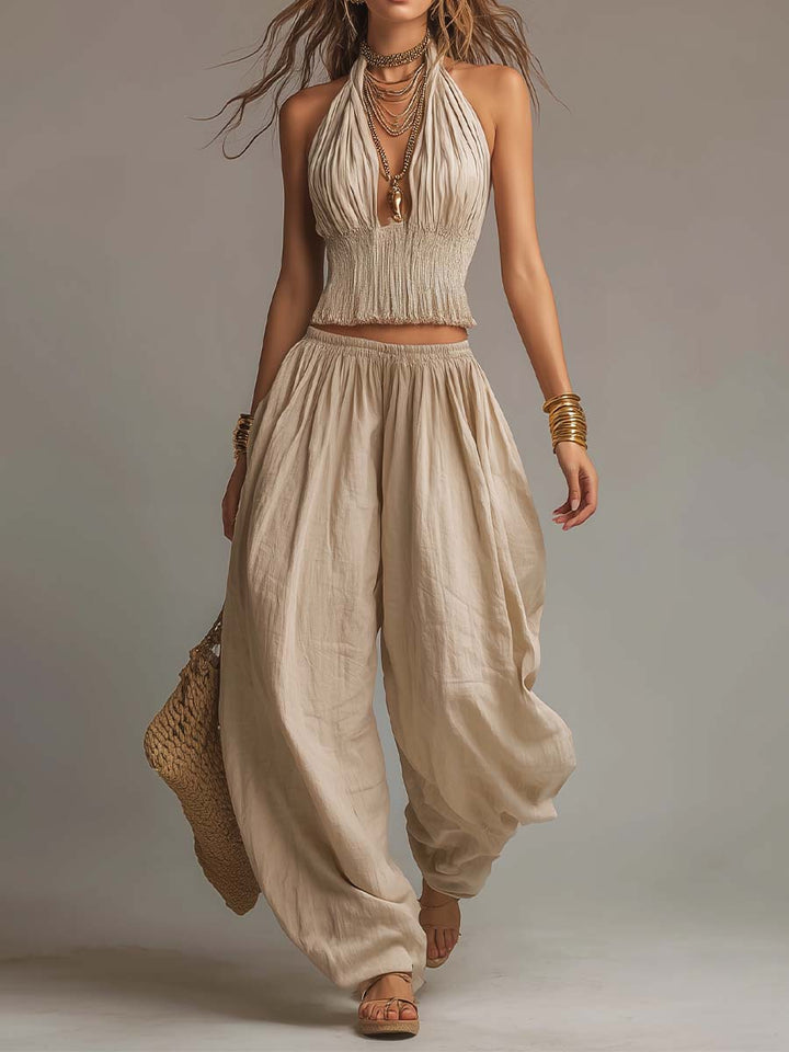 Carla | Boho Halter & Harem Two-Piece Set