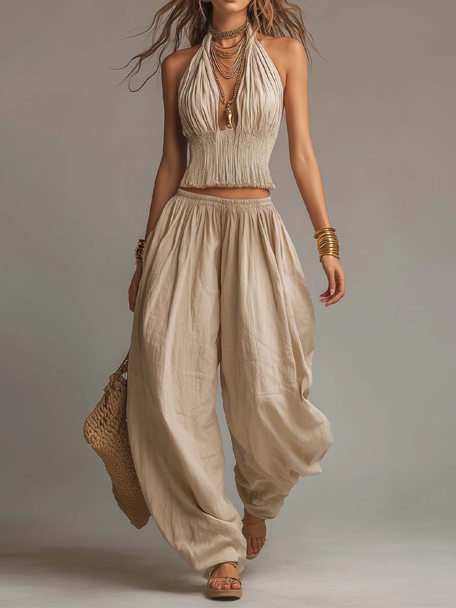 Carla | Boho Halter & Harem Two-Piece Set