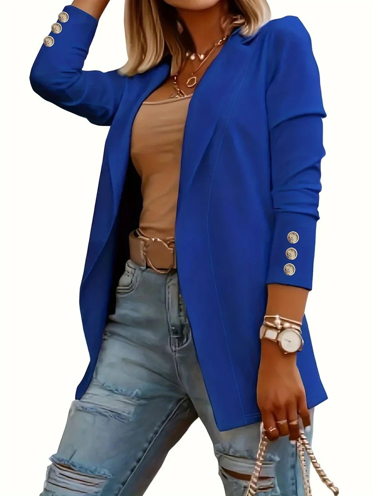 Céleste | Chic Open Front Draped Jacket