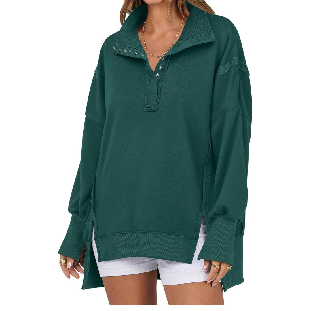 Celeste | Loose High-Low Split Hem Sweatshirt
