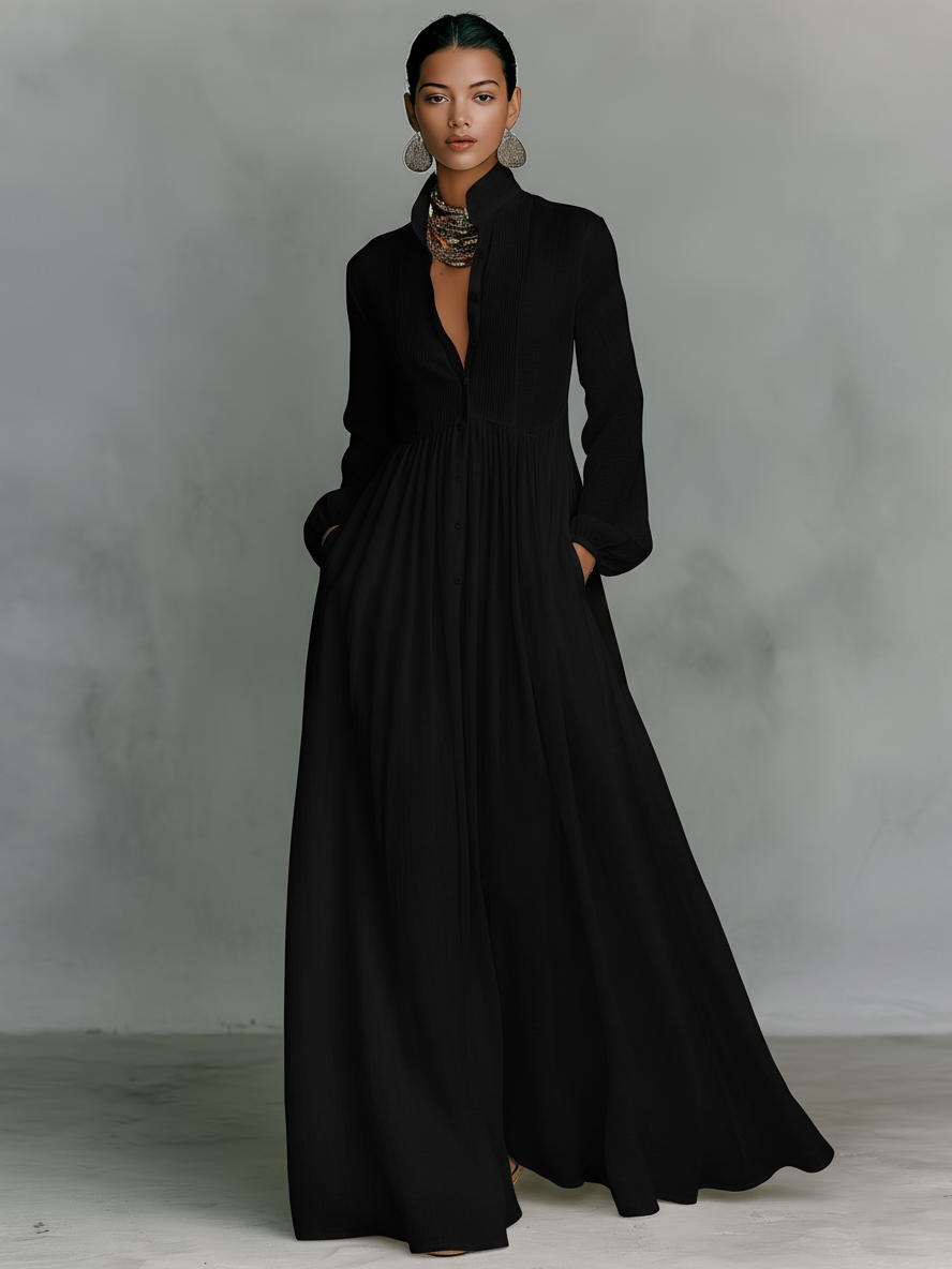 Maeve | Maxi Shirtdress in Cotton-Linen