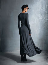 Temperance | Grey Knot-Front Maxi Dress