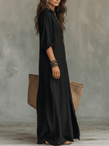 Hensley | Bohemian Button-Front Maxi Dress