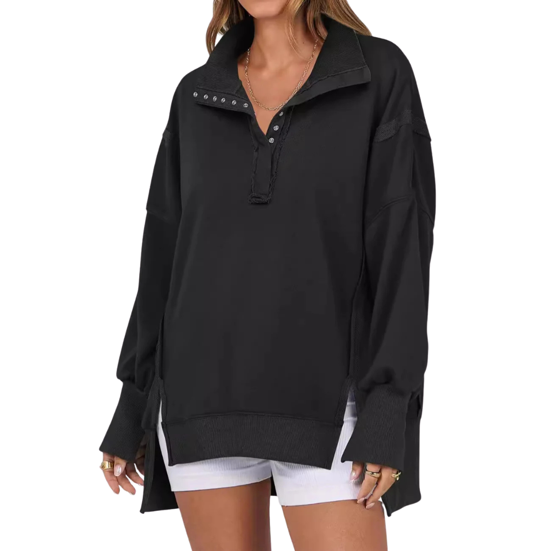 Celeste | Loose High-Low Split Hem Sweatshirt