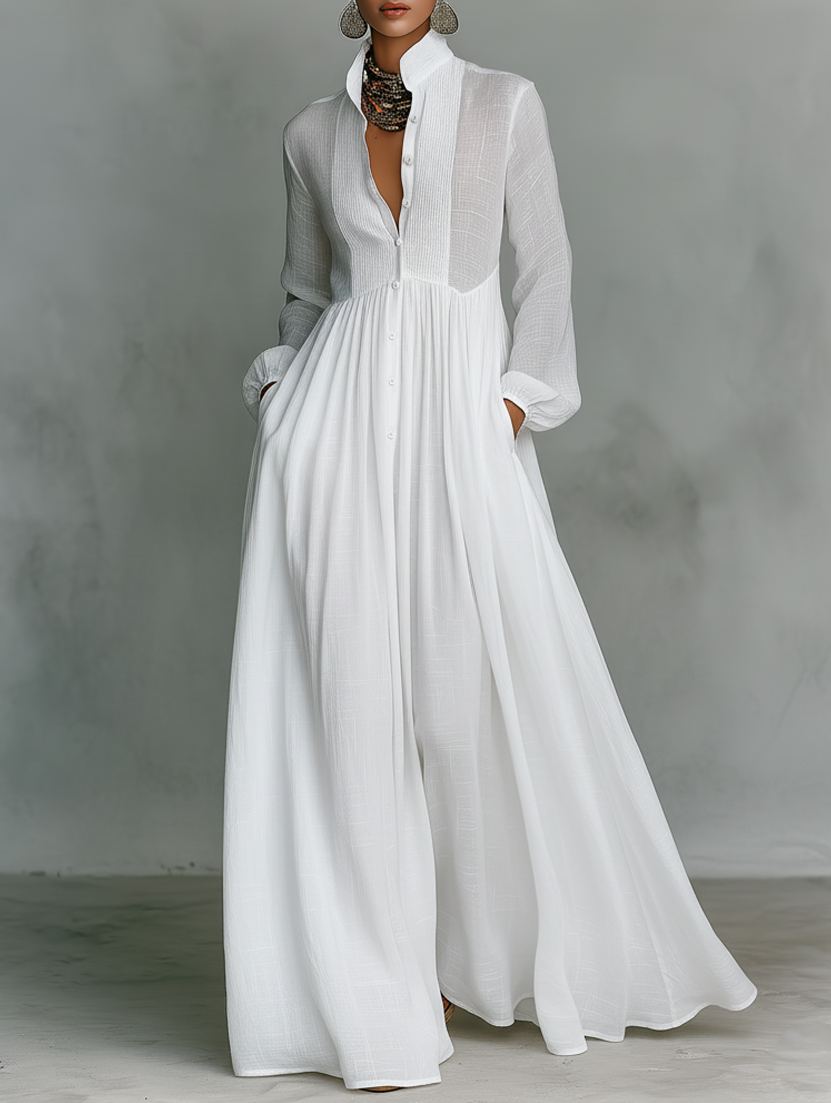 Henley | Flowing Button-Front Maxi Dress