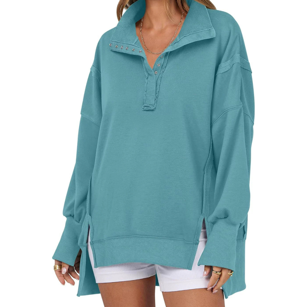 Celeste | Loose High-Low Split Hem Sweatshirt