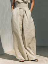 Ireland | High-Neck Linen Top & Trousers