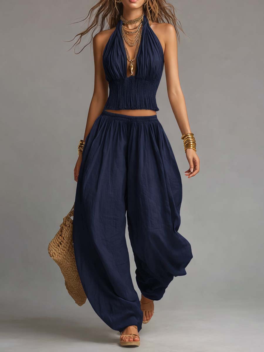 Carla | Boho Halter & Harem Two-Piece Set