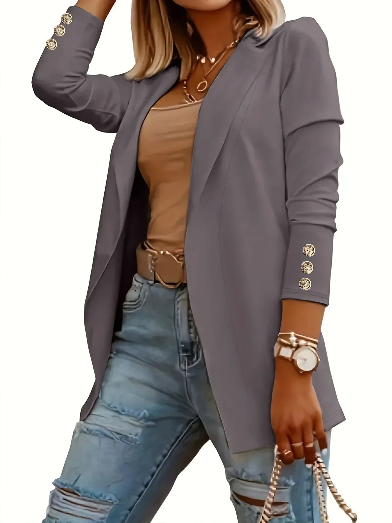 Céleste | Chic Open Front Draped Jacket