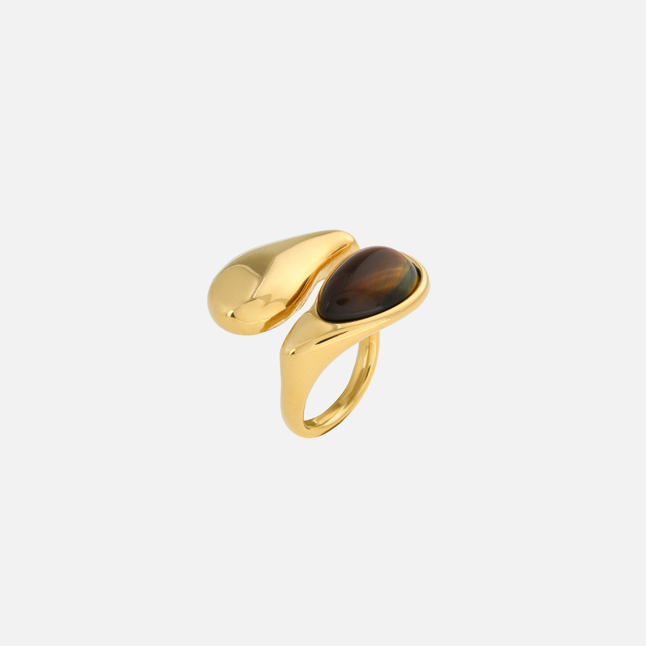 Niamh | Sculptural Gold Ring with Tiger Eye