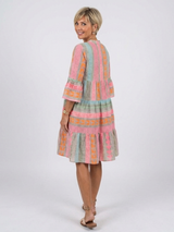 Nuala | Geometric Print V-Neck Tiered Midi Dress