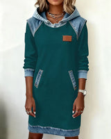 Yale | Cozy Contrast Hooded Dress