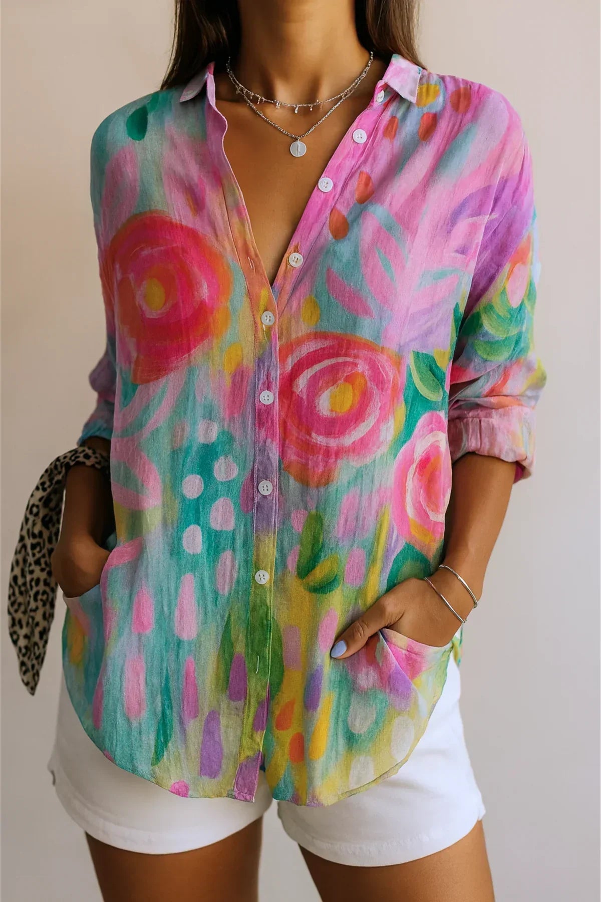 Margit | Colorful Pattern Blouse