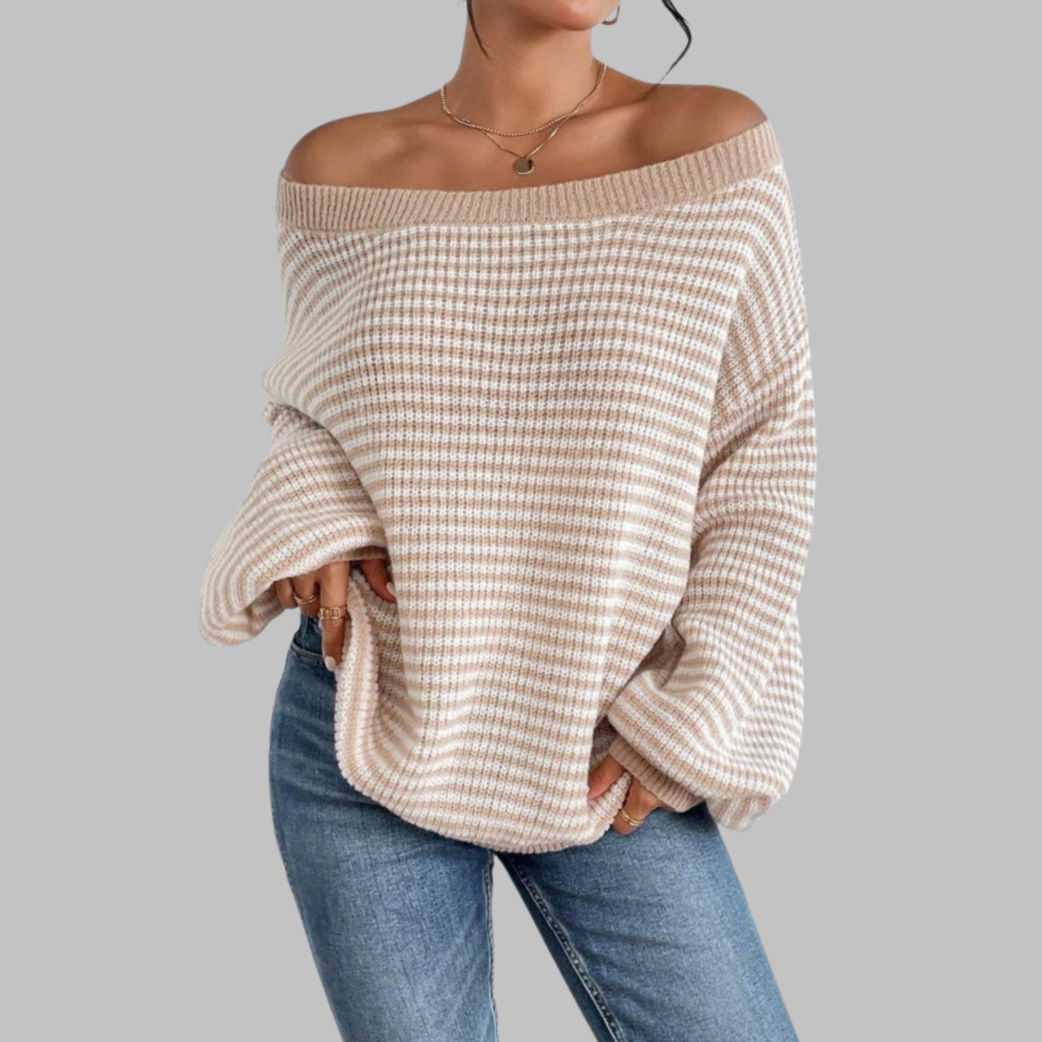 Camille | Striped Drop Shoulder Knit Sweater
