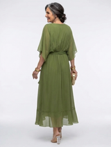 Genesis | V-Neck Draped Waist Midi Dress