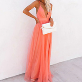 Ffion | Coral Light Maxi Dress