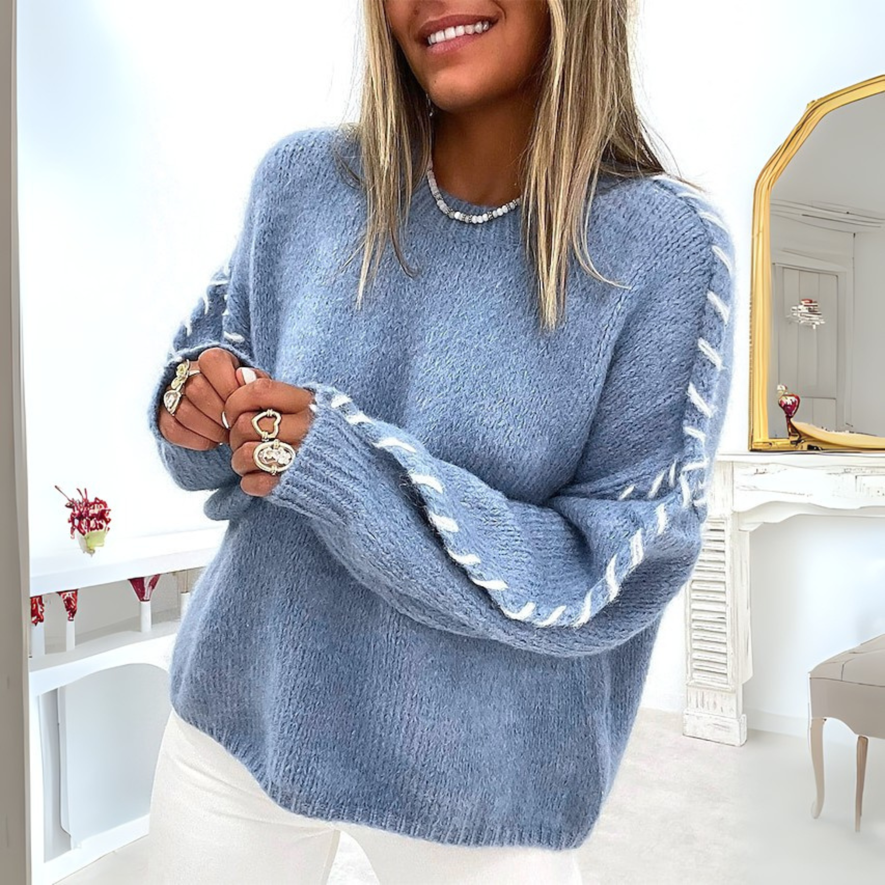 Camille | Cozy Round Neck Long Sleeve Sweater