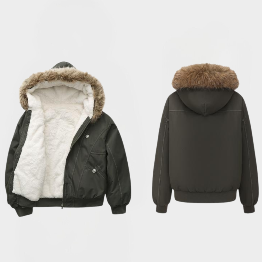 Vivienne | Faux Fur Hooded Bomber Jacket