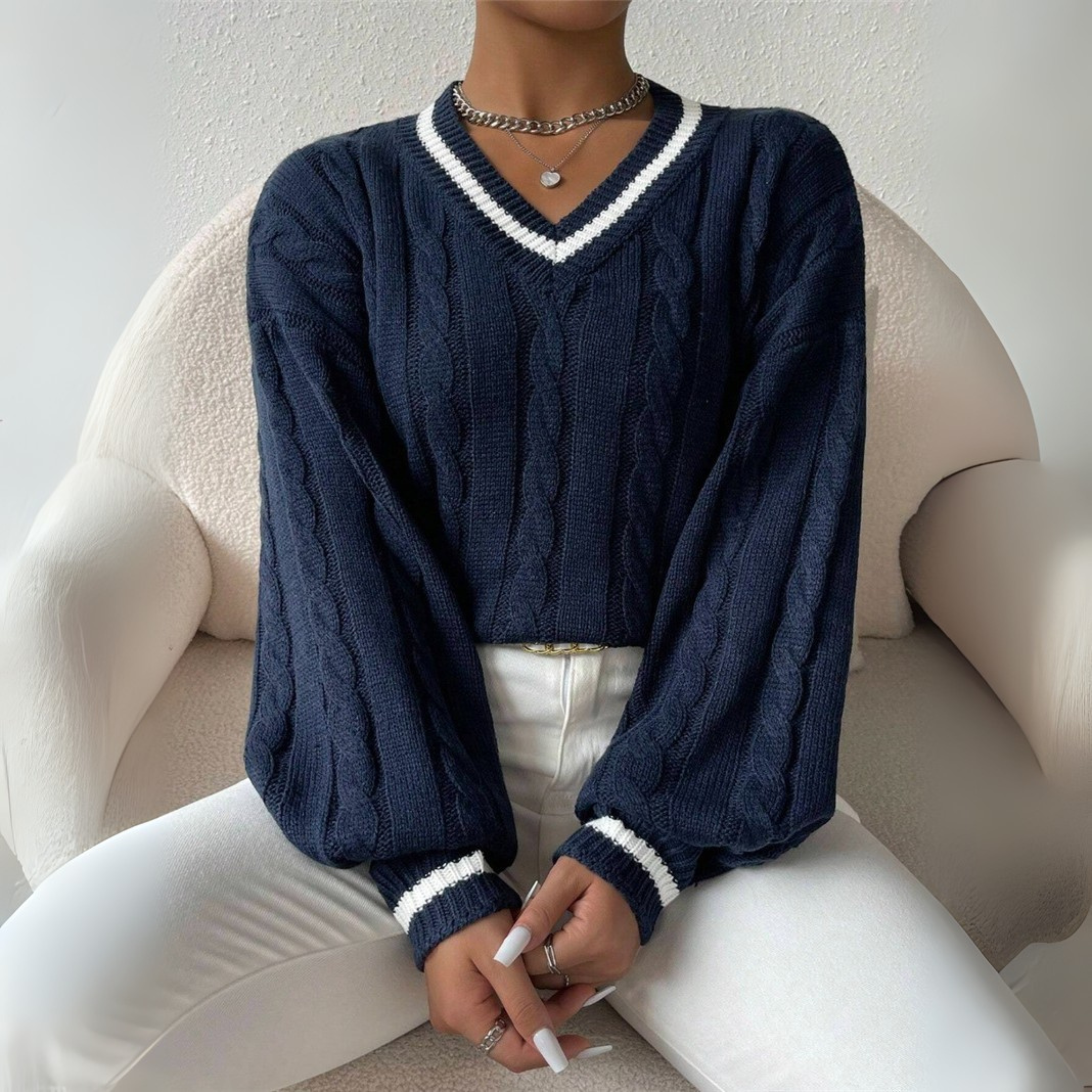 Céleste | Relaxed V-Neck Knit Sweater
