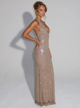 Helena | Sequin Sheer Panel Midi Dress