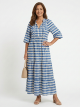 Yardena | Diamond-Pattern Layered Midi Dress