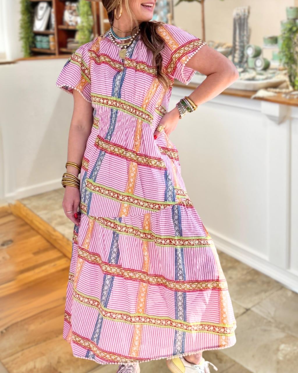 Wynn | Twisted Print Striped Maxi Dress
